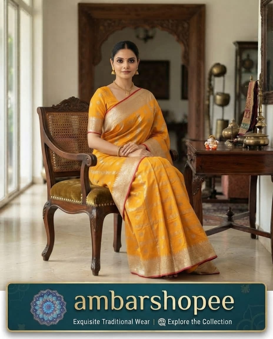 SS Dolla Silk Zari Design Saree | Yellow