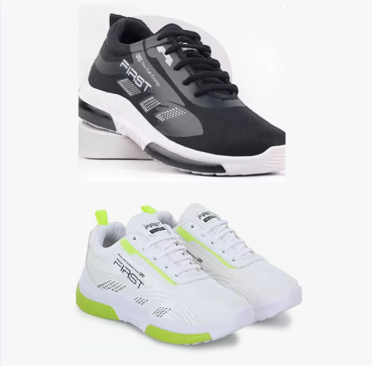 Sports Shoes for Men - Pack of 2 (White & Black, Size 6)