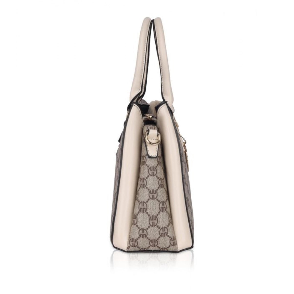 Women's Faux Leather Printed Handbag Beige