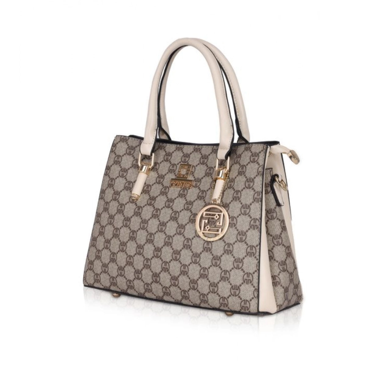 Women's Faux Leather Printed Handbag Beige