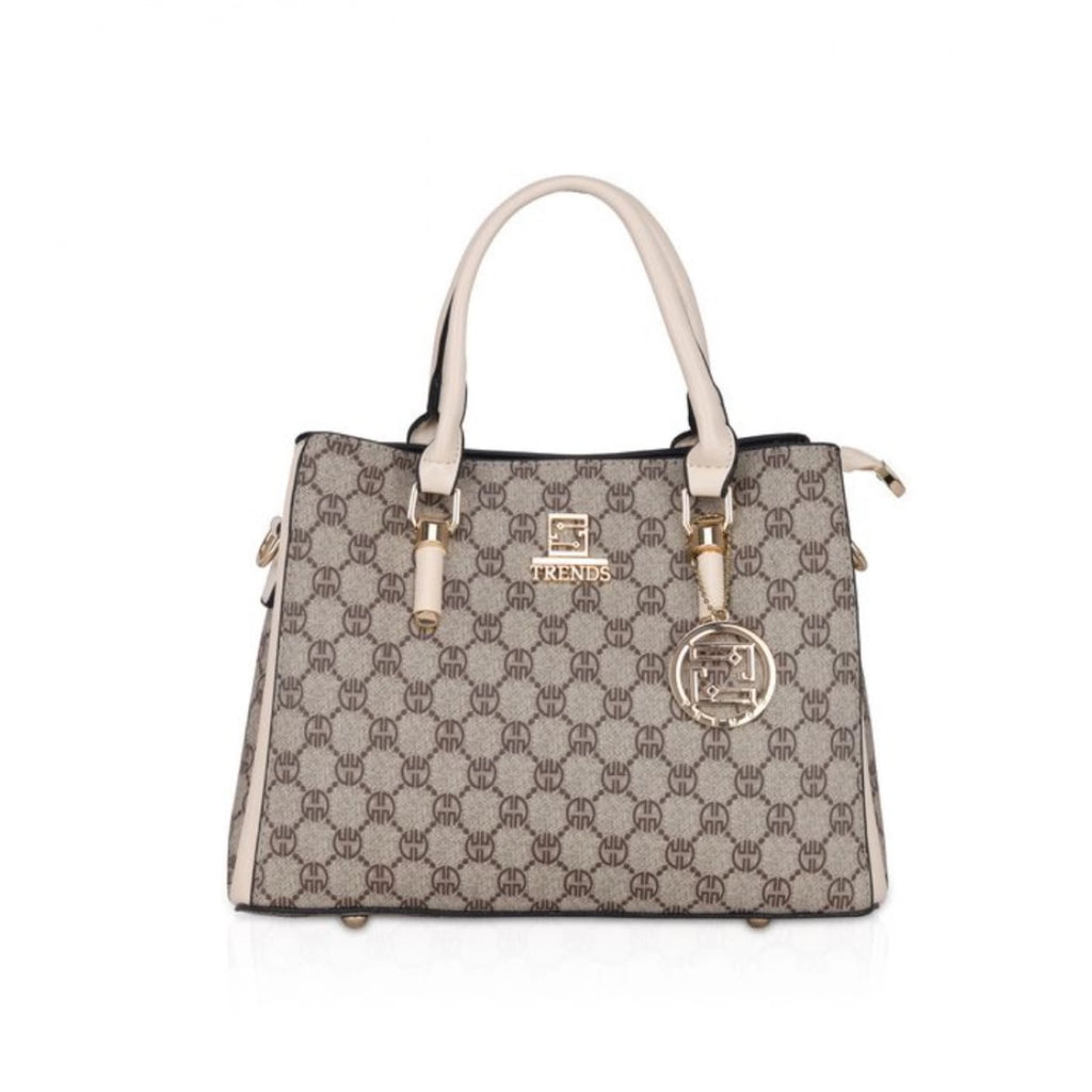 Women's Faux Leather Printed Handbag Beige