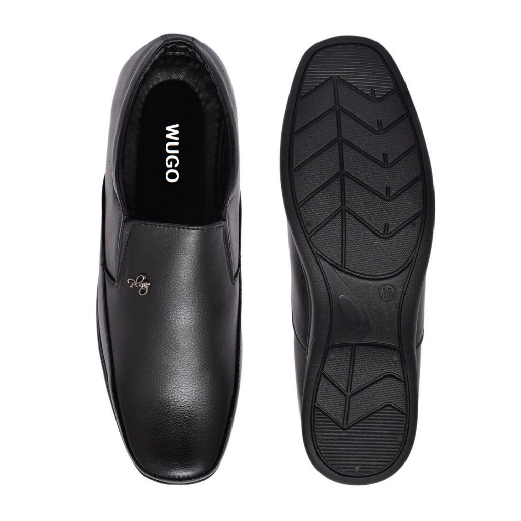Men's Faux Leather Formal Shoes - Slip-On Office Wear (Black)