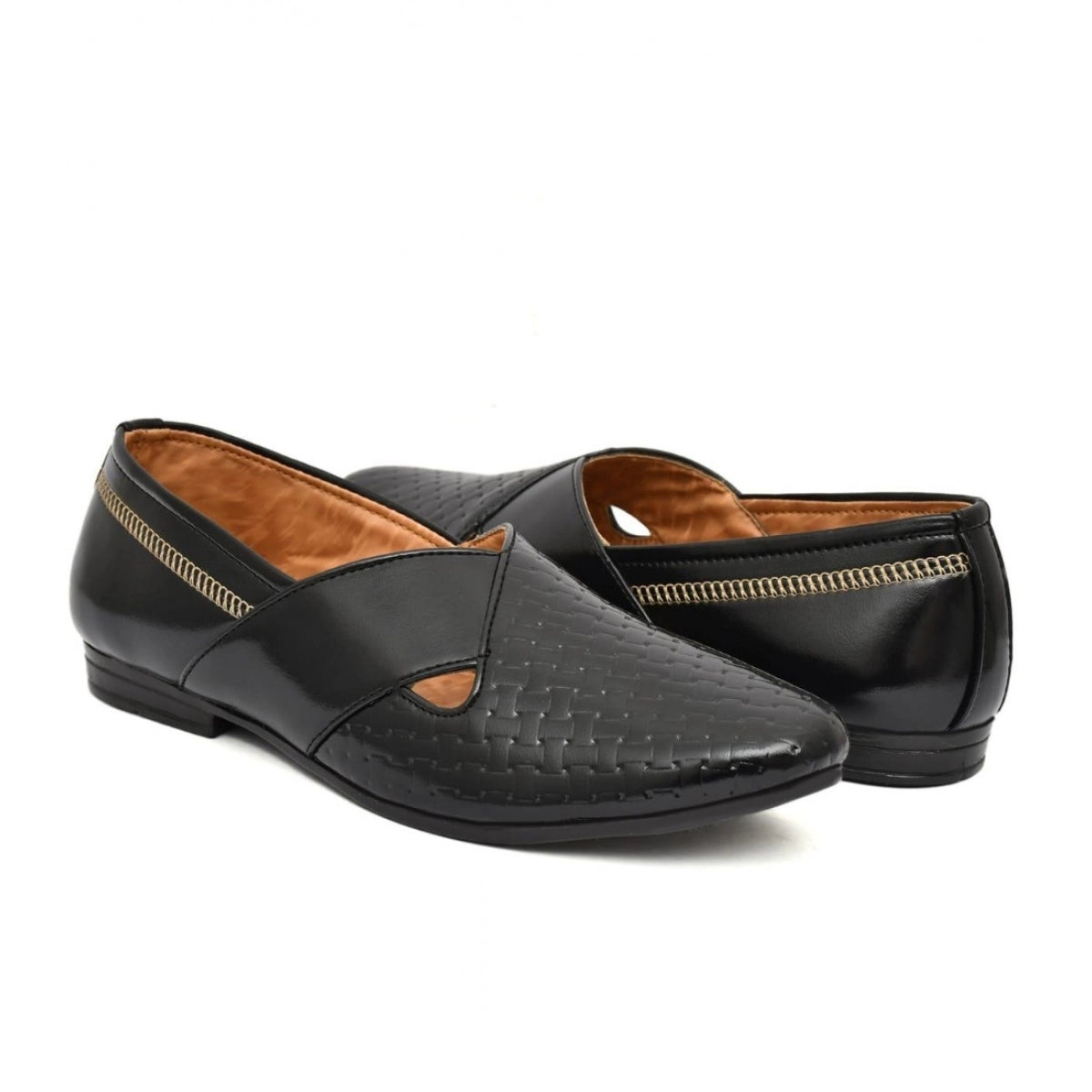 Men's Faux Leather Formal Slip-On Shoes - Black