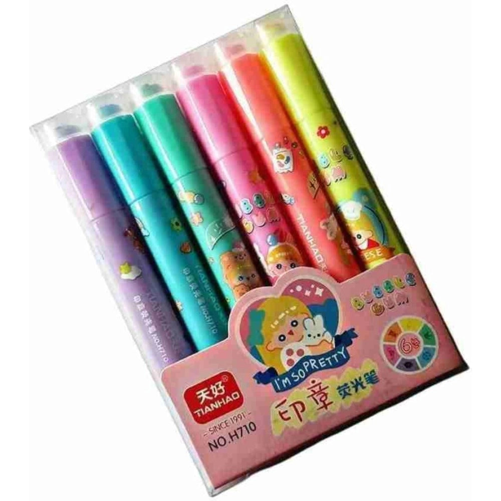 2-in-1 Stamper Marker Pen Set with Water Based Ink Plastic Stationery