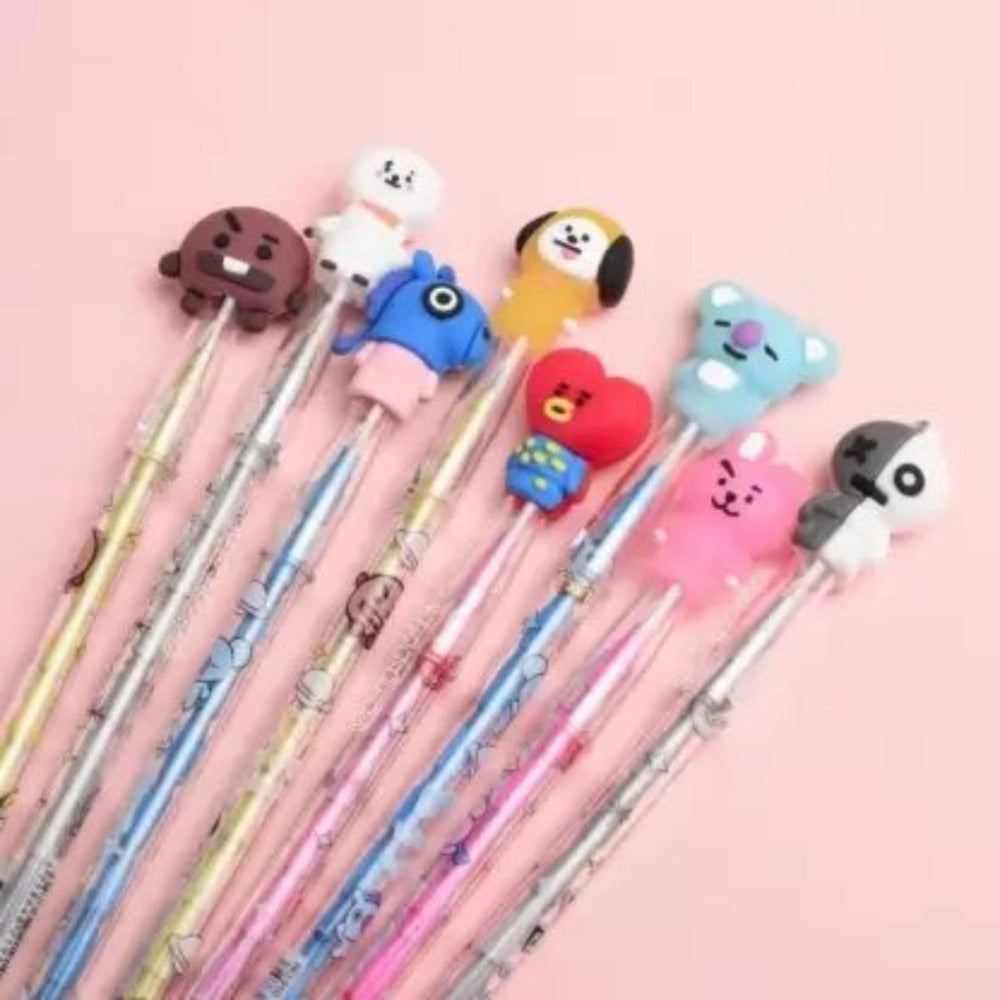 Pack of_5 Bts Army Pencil Set Rubber Stationery