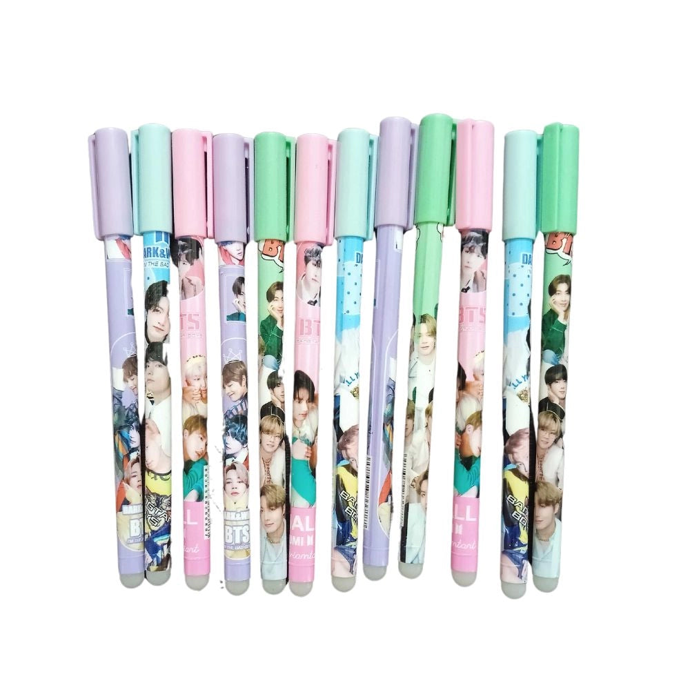 12_Pcs Set BTS Theme Reusable Pencil&nbsp; Plastic Metal Stationery