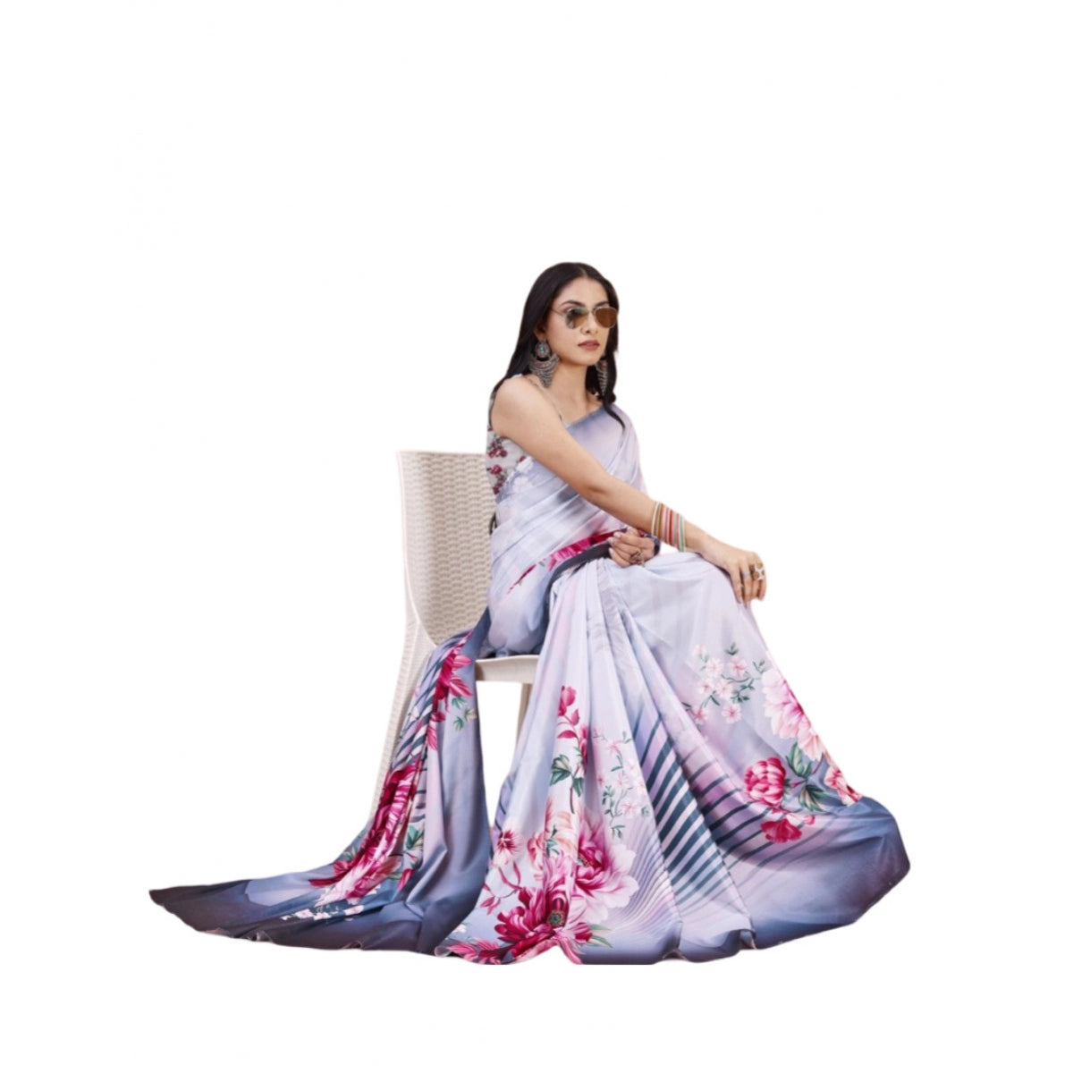 Women's Silk Blend Woven Saree With Unstitched Blouse - Multicolor