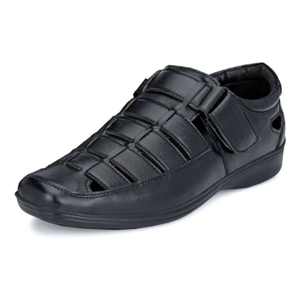 Men's Casual Faux Leather Solid Velcro Sandal