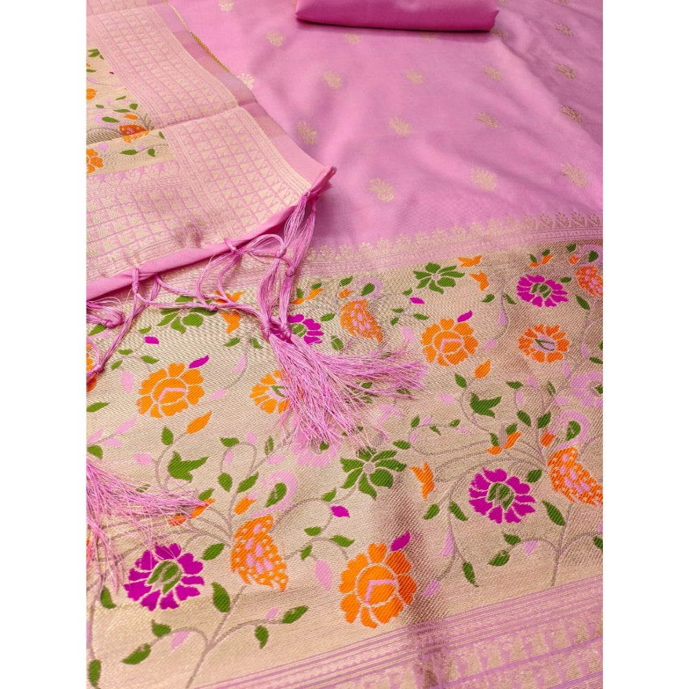 Women's Banarasi Silk Printed Unstitched Salwar Suit Material With Dupatta