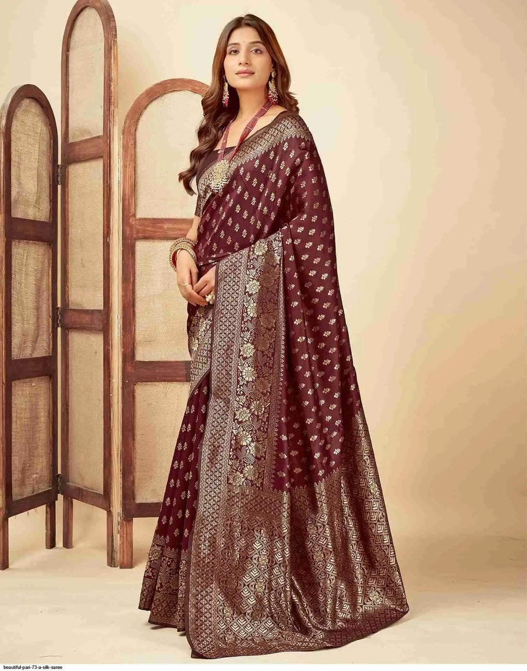 Beautiful Pari 73 A Silk Saree | Brown