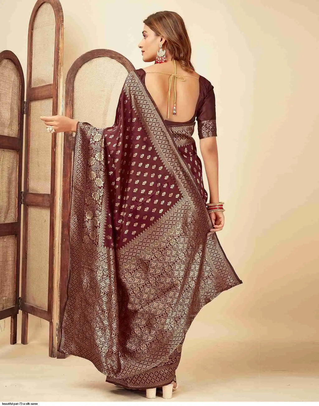 Beautiful Pari 73 A Silk Saree | Brown