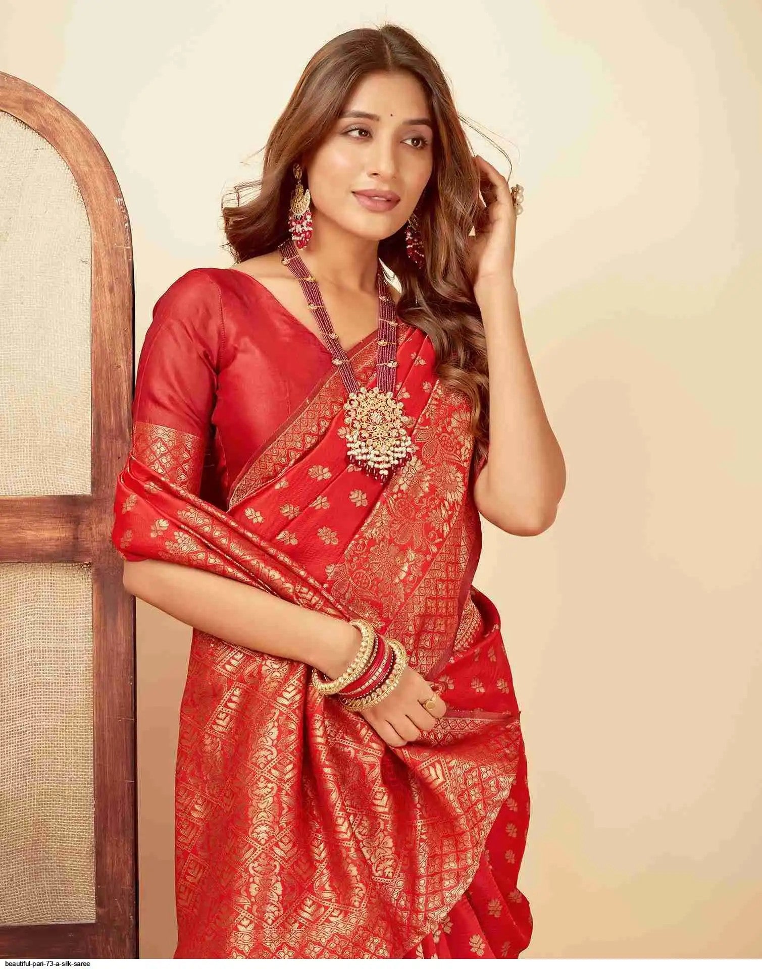 Beautiful Pari Silk Saree 216 Red