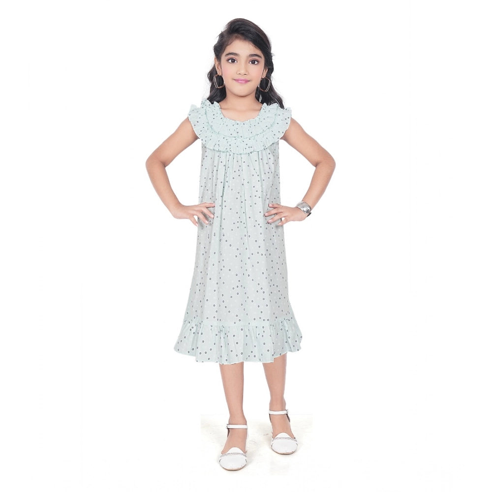 Girl's Heavy Pc Printed Sleeve Less Round Neck Dress
