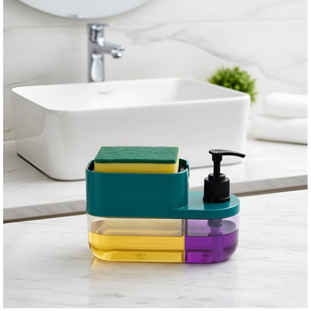 Plastic 3-in-1 Liquid Soap Dispenser with Sponge Soap Holder