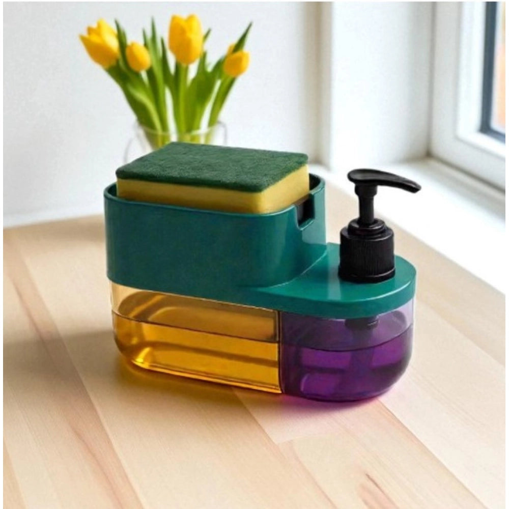 Plastic 3-in-1 Liquid Soap Dispenser with Sponge Soap Holder