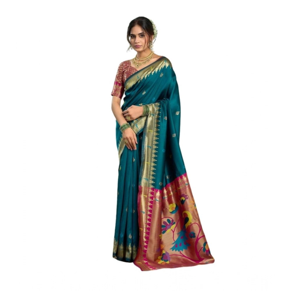 Women's Silk Blend Woven Saree With Unstitched Blouse