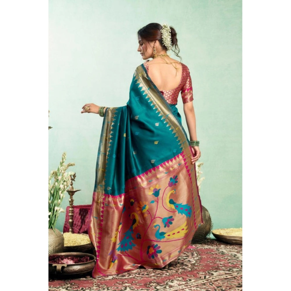 Women's Silk Blend Woven Saree With Unstitched Blouse