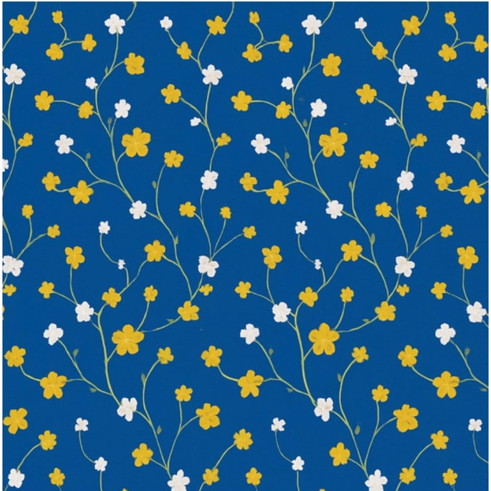 Generic Microfiber Floral Printed Double Bedsheet with 2 Pillow Covers (Blue)