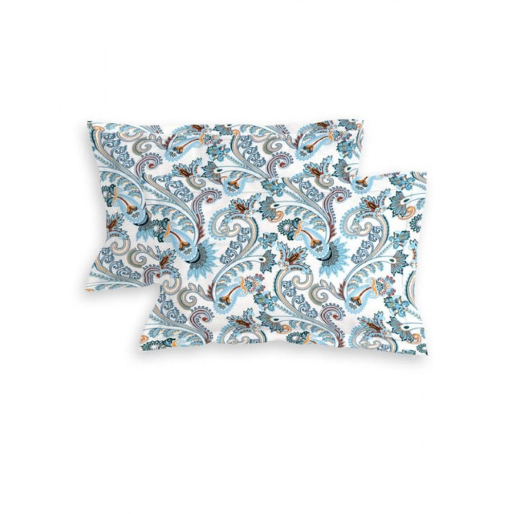 Cotton Blend Floral Printed Double Bedsheet with 2 Pillow Covers