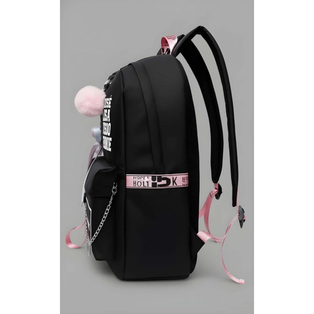 Unisex PU Leather Solid Backpack | Black | Medium | Zipper Closure
