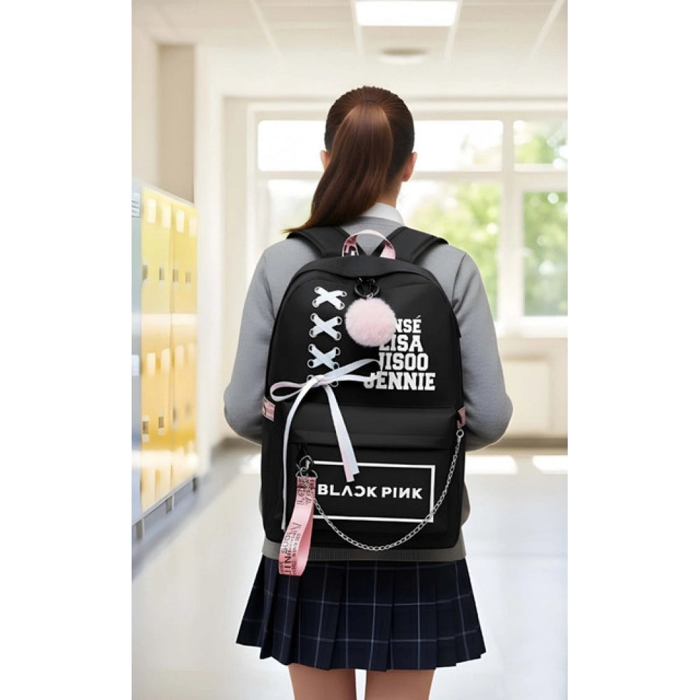 Unisex PU Leather Solid Backpack | Black | Medium | Zipper Closure