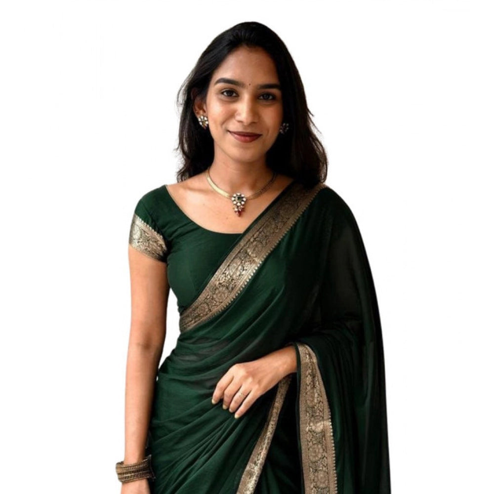 Women's Vichitra Silk Printed Saree With Unstitched Blouse 5.5Mtr