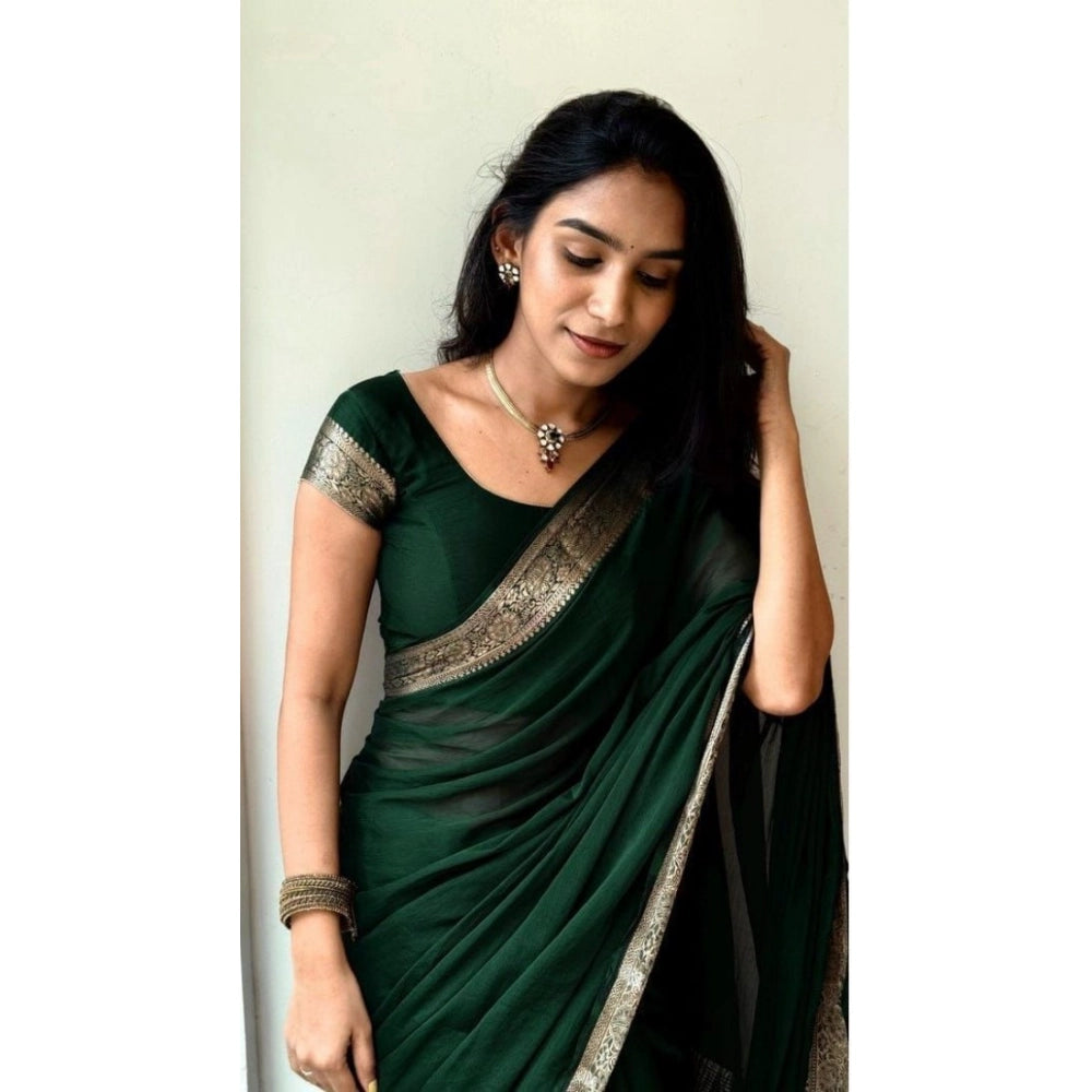Women's Vichitra Silk Printed Saree With Unstitched Blouse 5.5Mtr