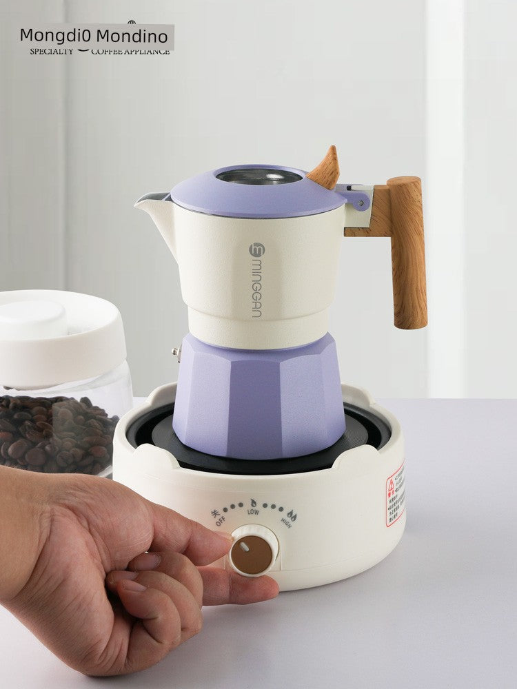 Mongdio Moka Pot Double Valve Coffee Percolator Espresso Coffee Machine For Home Small Coffee Extraction Pot