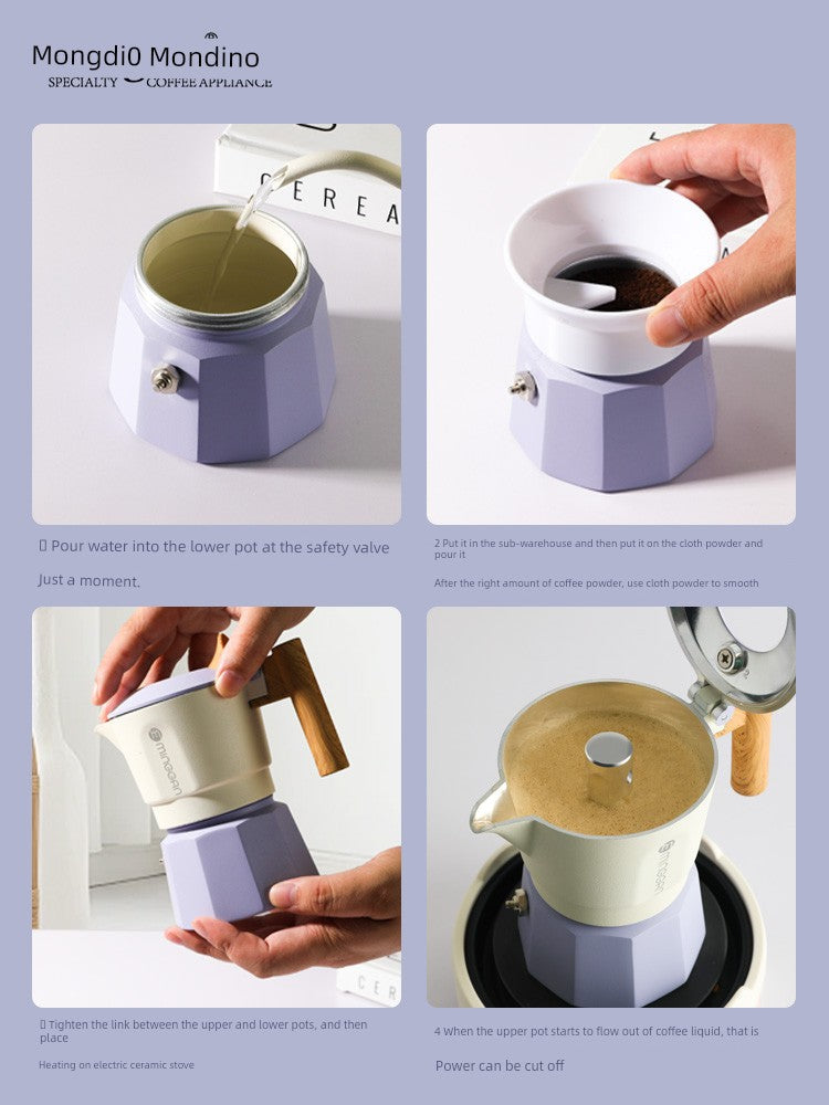 Mongdio Moka Pot Double Valve Coffee Percolator Espresso Coffee Machine For Home Small Coffee Extraction Pot