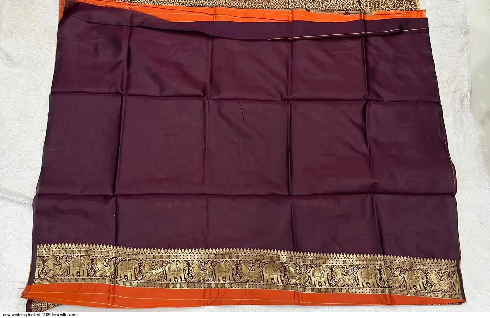 SF 1109 Lichi Silk Saree | Orange | Wedding Look