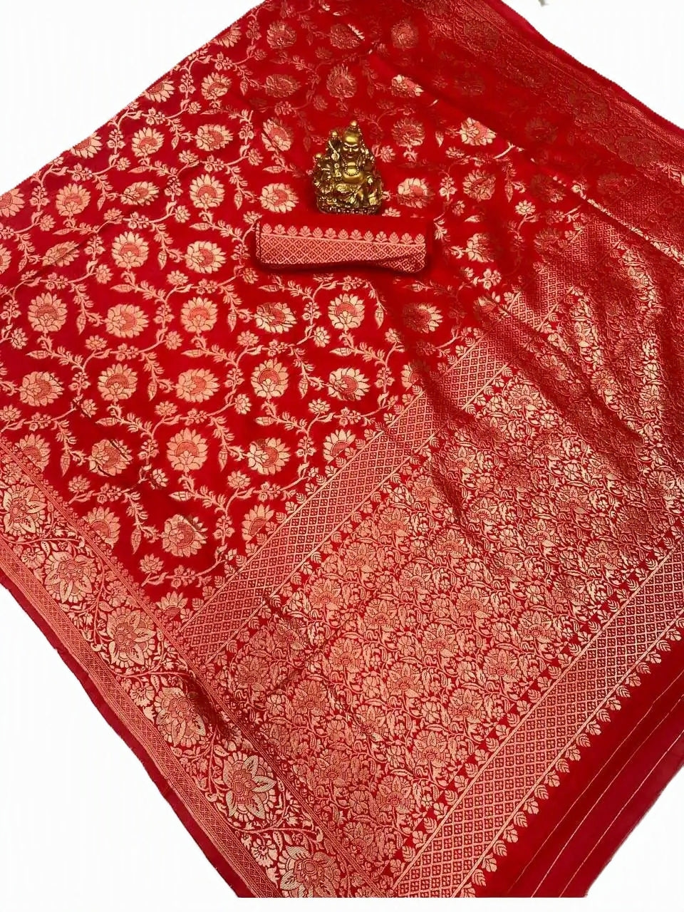 SF 747 Lichi Silk Saree | Red