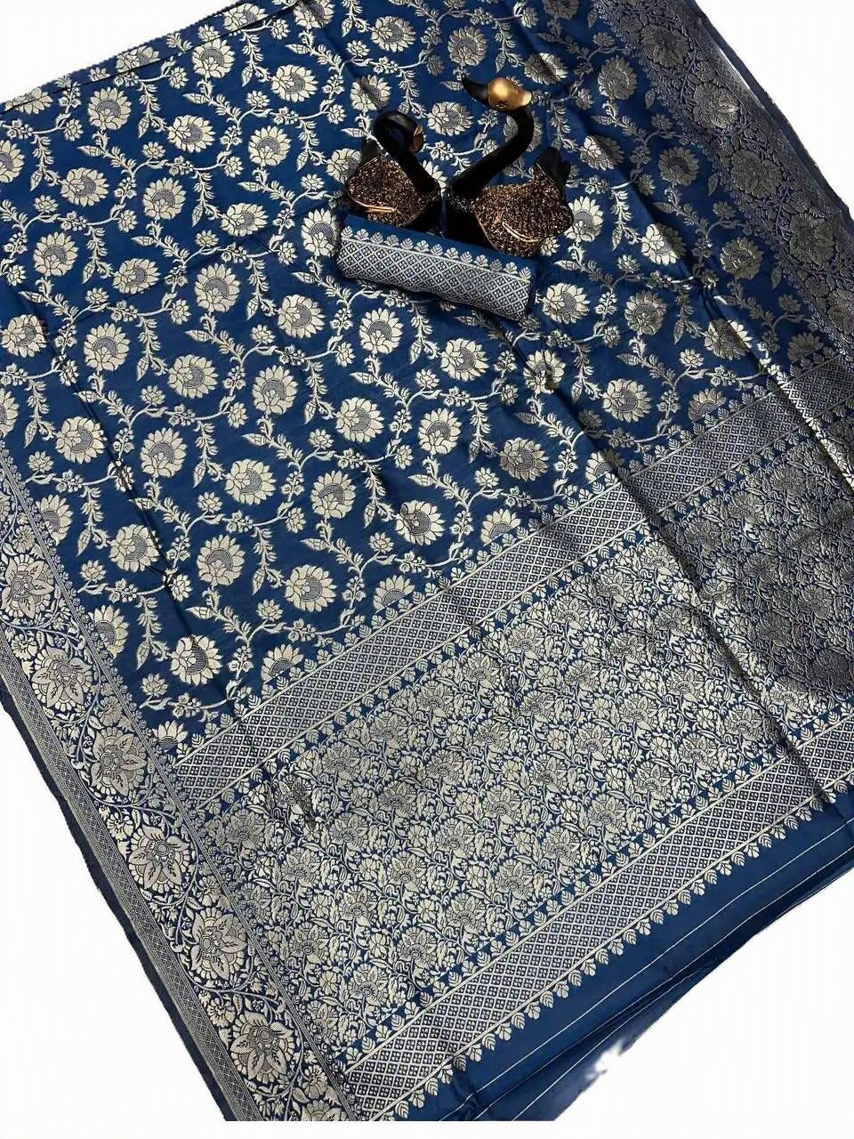 SF 747 Lichi Silk Saree | Blue