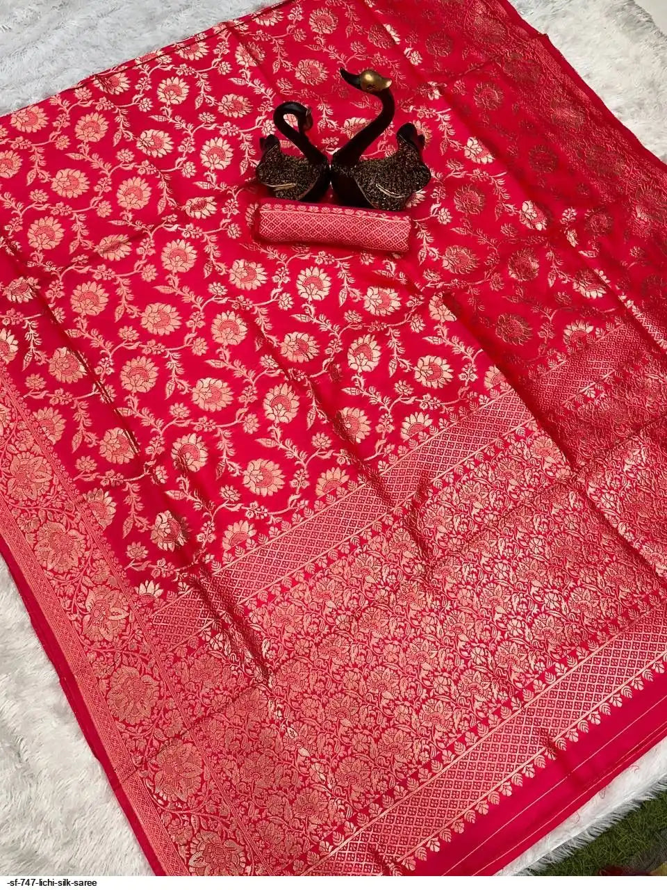 SF 747 Lichi Silk Saree | Pink