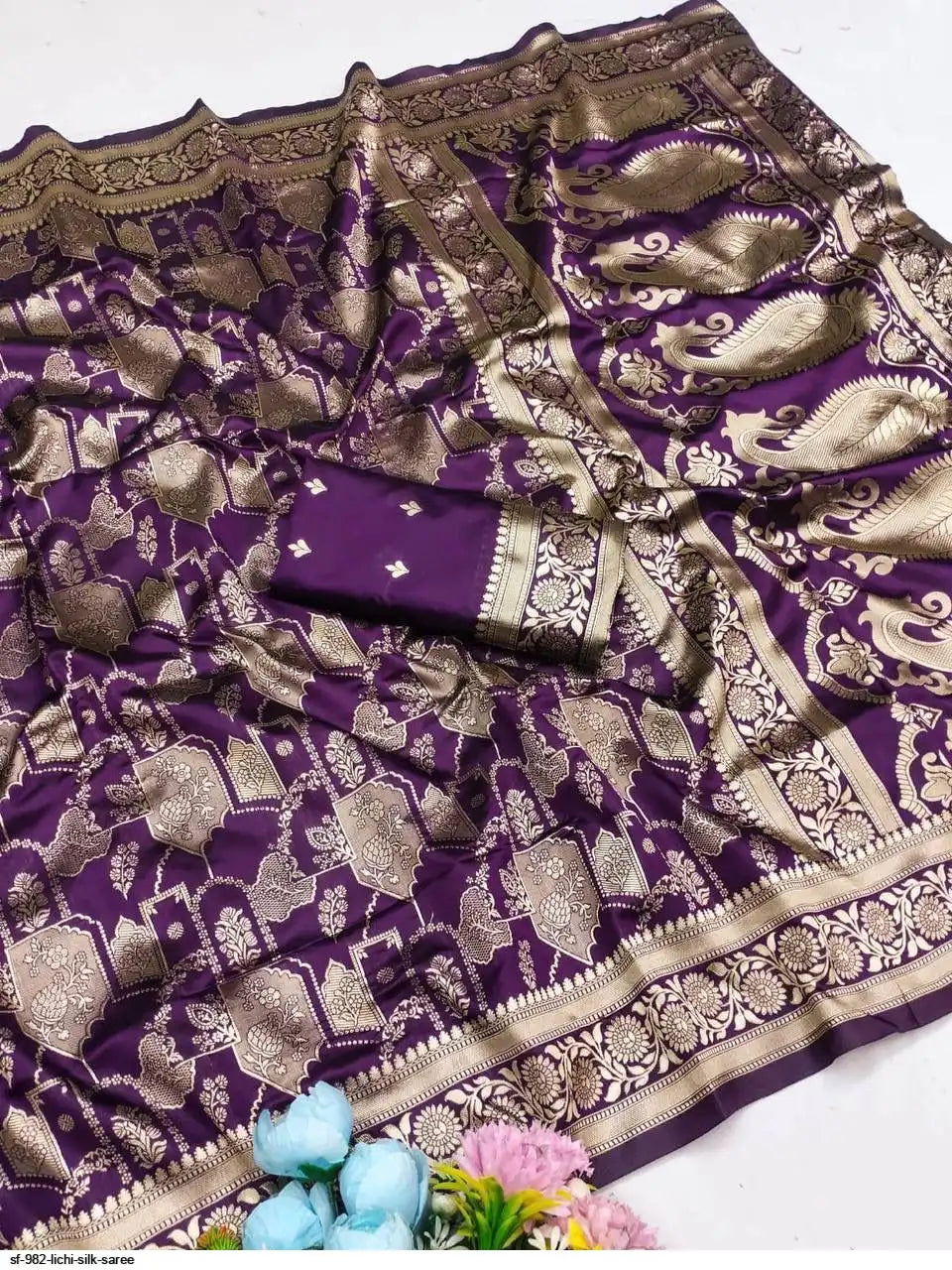 SF 982 Lichi Silk Saree | Purple
