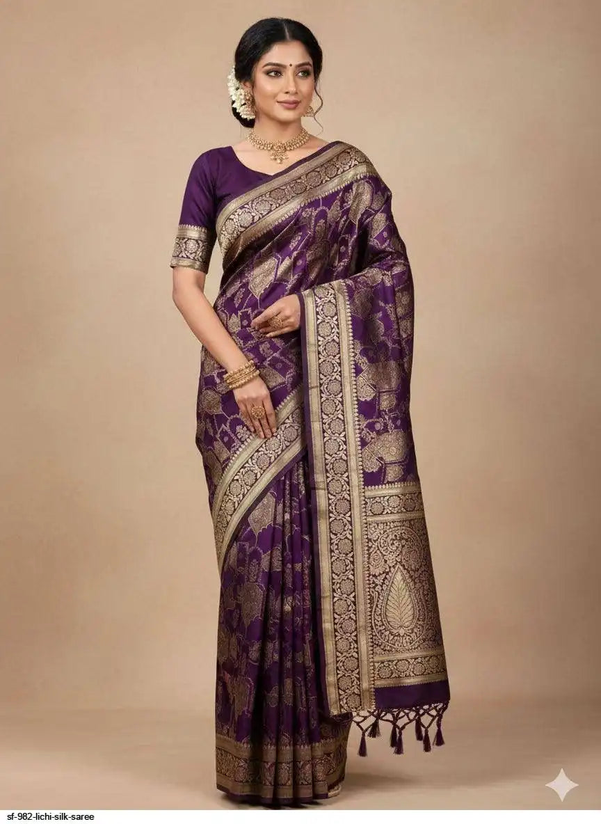 SF 982 Lichi Silk Saree | Purple