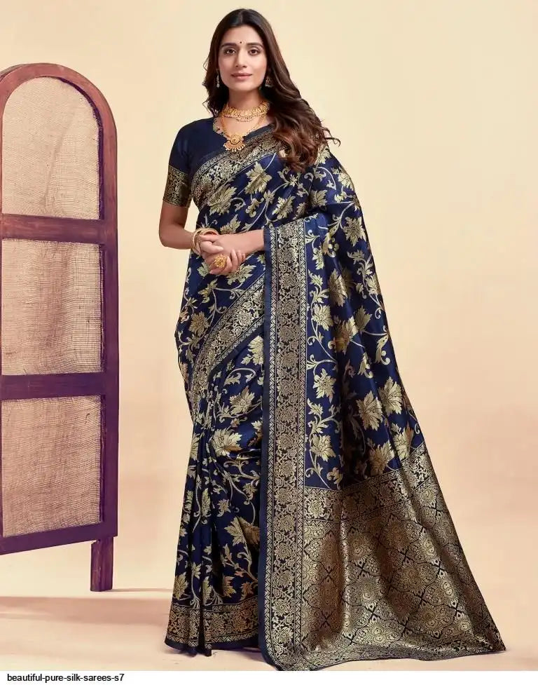 Beautiful Pure Silk Saree I Royal Blue