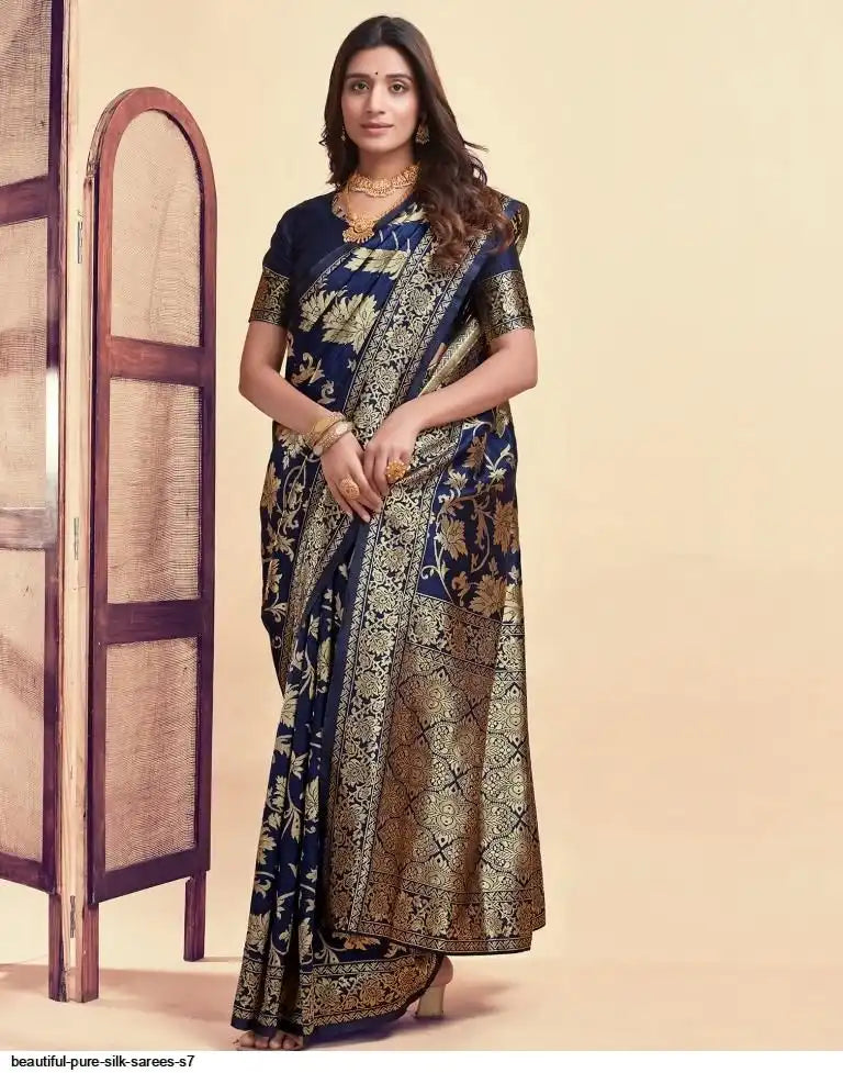 Beautiful Pure Silk Saree I Royal Blue