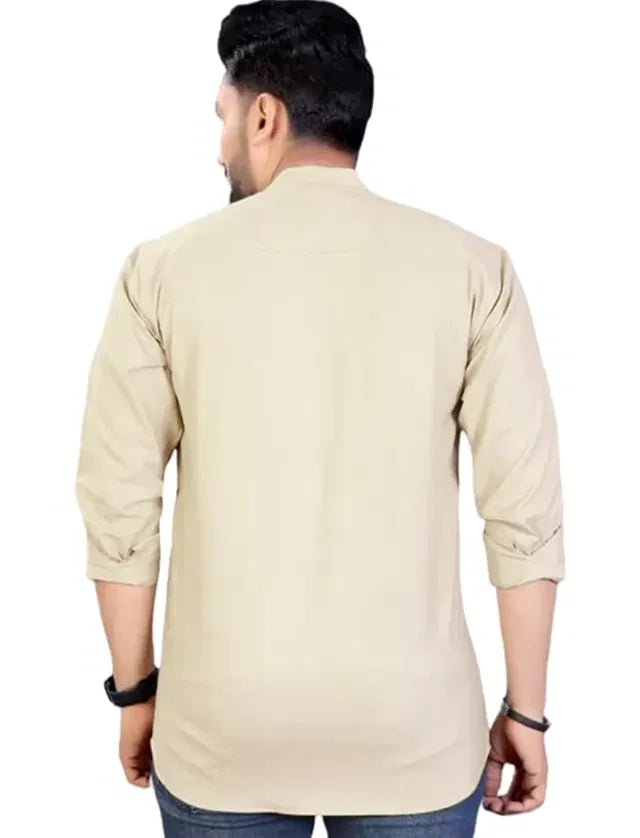 Men's Slim Fit Full Sleeve Cotton Short Kurta - Pack of 3